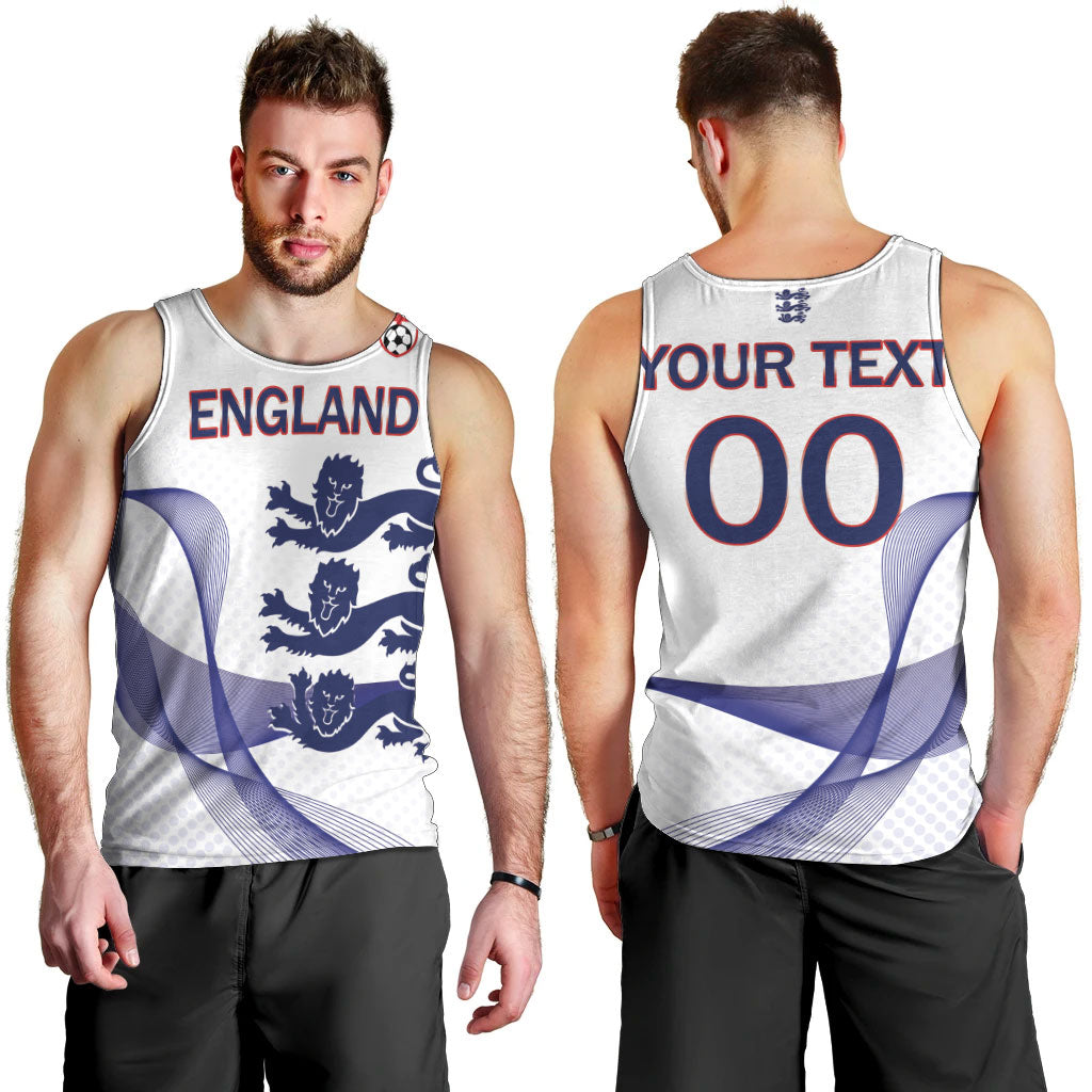 Custom England 2026 World Football Men Tank Top Three Lions Go Champions