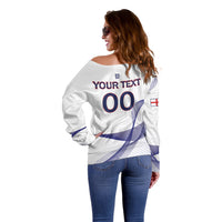 Custom England 2026 World Football Off Shoulder Sweater Three Lions Go Champions
