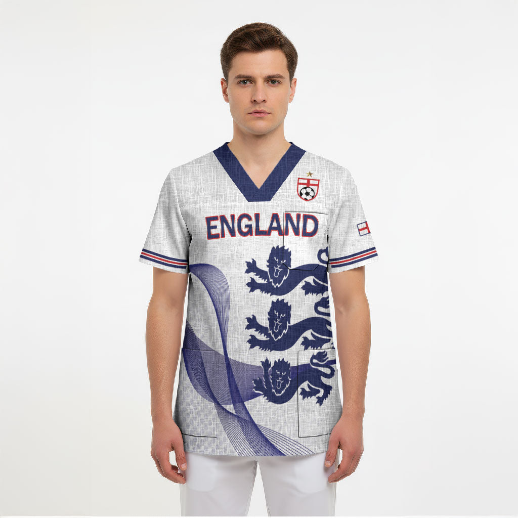 Custom England 2026 World Football Scrub Top Three Lions Go Champions