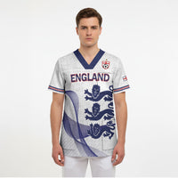 Custom England 2026 World Football Scrub Top Three Lions Go Champions