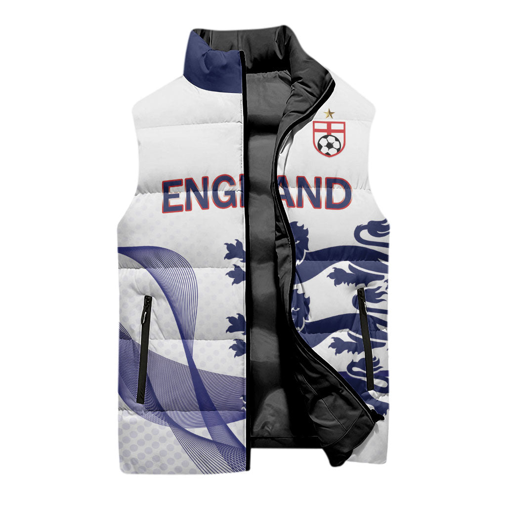 Custom England 2026 World Football Sleeveless Puffer Jacket Three Lions Go Champions