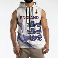 Custom England 2026 World Football Sleeveless Zip Hoodie Three Lions Go Champions