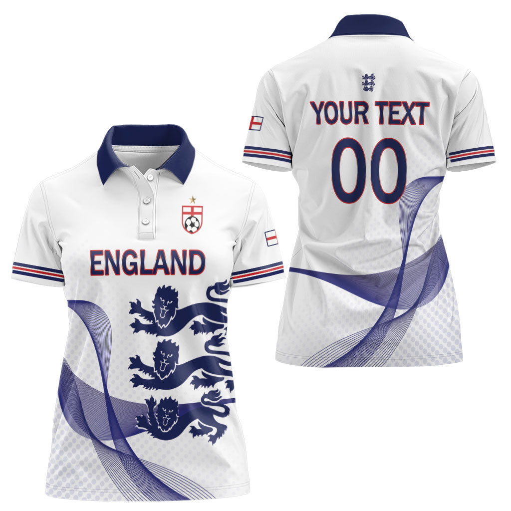 Custom England 2026 World Football Women Polo Shirt Three Lions Go Champions