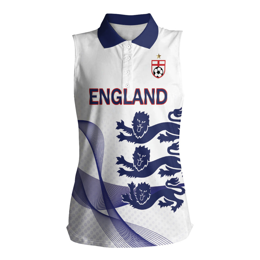 Custom England 2026 World Football Women Sleeveless Polo Shirt Three Lions Go Champions
