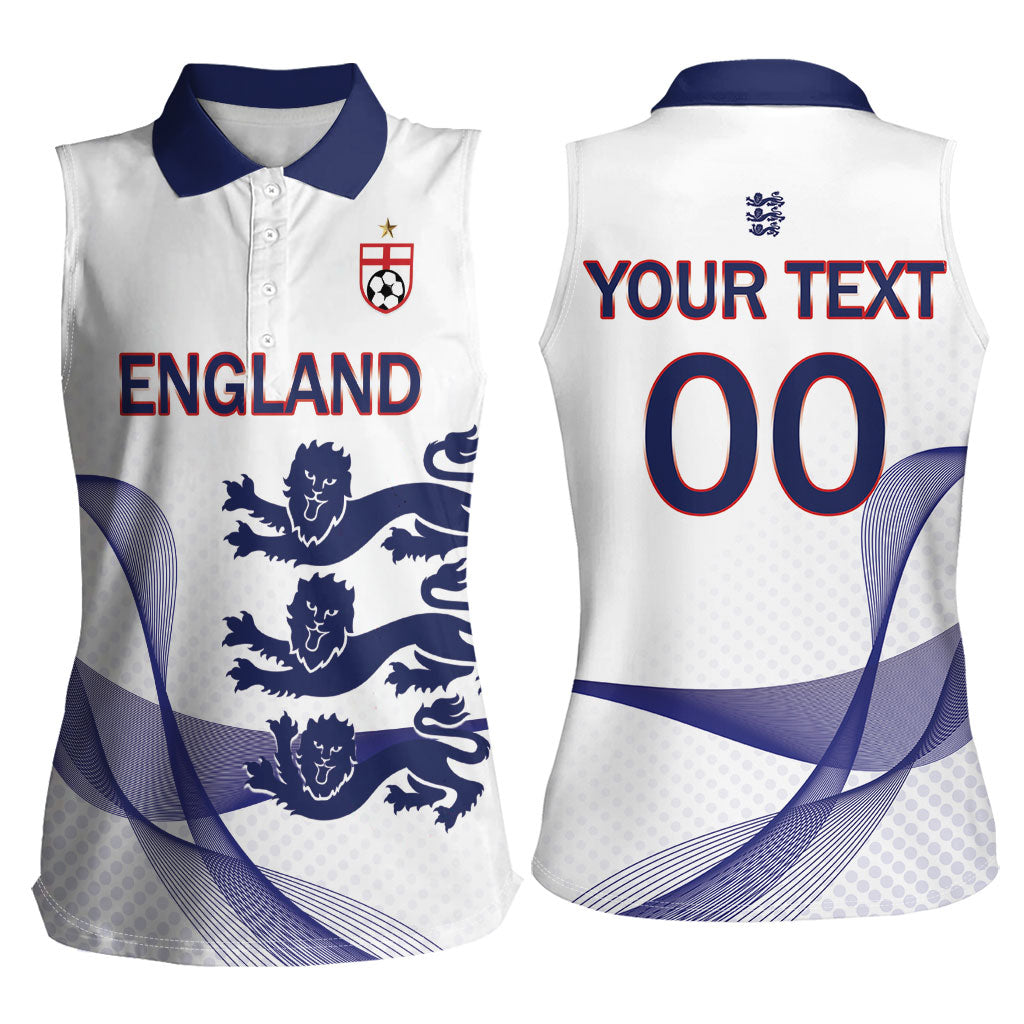 Custom England 2026 World Football Women Sleeveless Polo Shirt Three Lions Go Champions