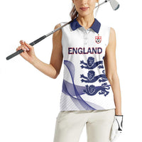 Custom England 2026 World Football Women Sleeveless Polo Shirt Three Lions Go Champions