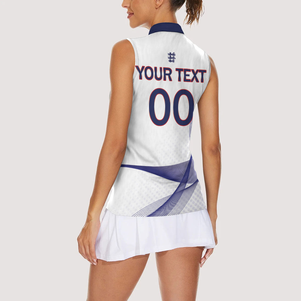 Custom England 2026 World Football Women Sleeveless Polo Shirt Three Lions Go Champions