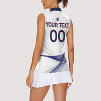 Custom England 2026 World Football Women Sleeveless Polo Shirt Three Lions Go Champions