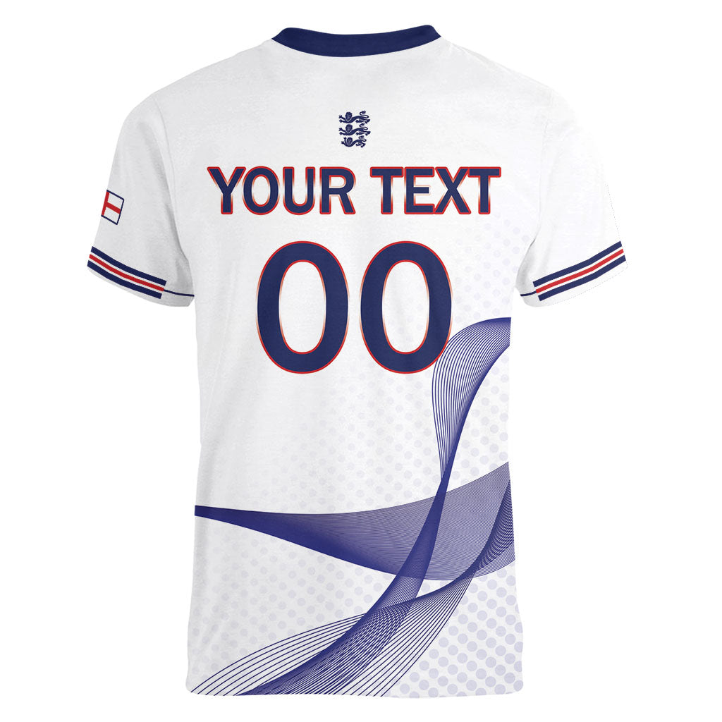 Custom England 2026 World Football Women V-Neck T-Shirt Three Lions Go Champions
