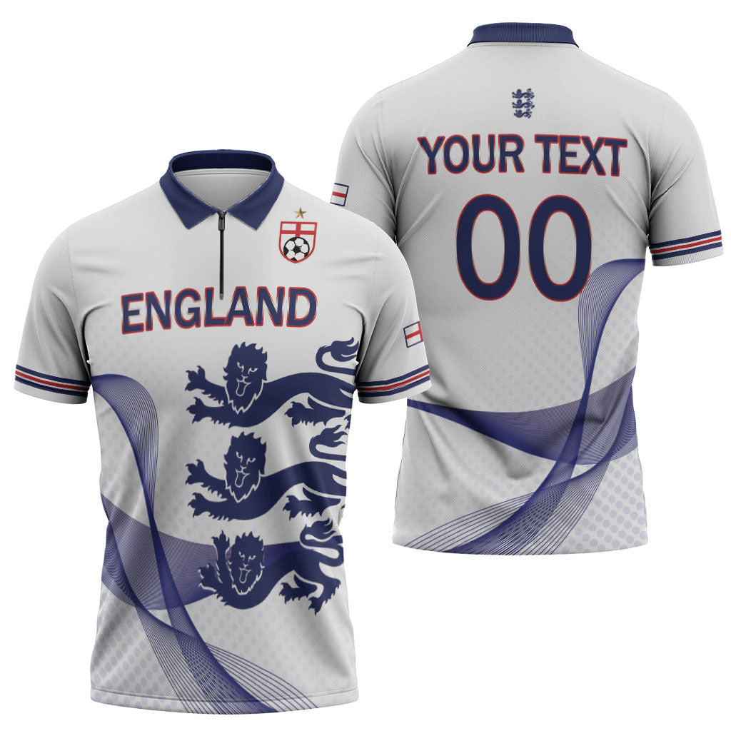 Custom England 2026 World Football Zipper Polo Shirt Three Lions Go Champions