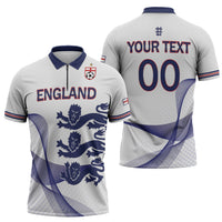 Custom England 2026 World Football Zipper Polo Shirt Three Lions Go Champions