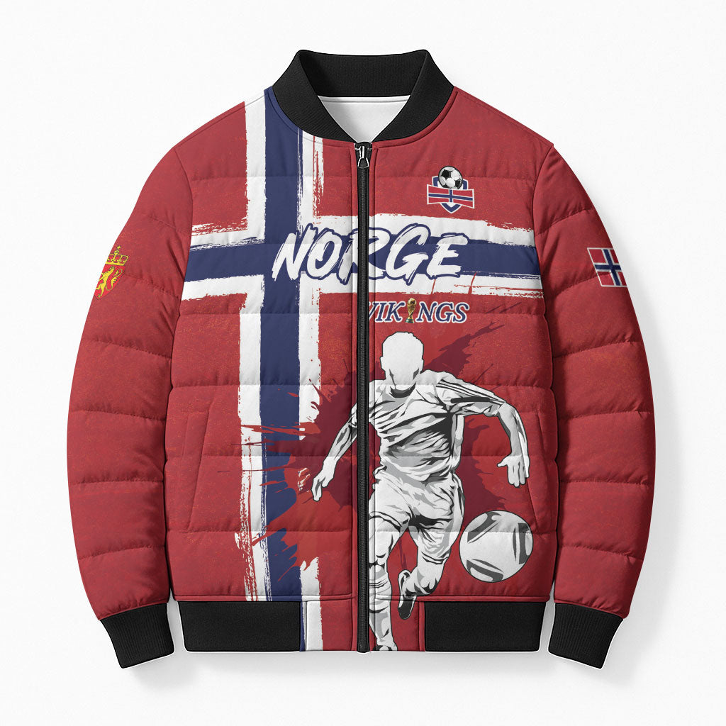 Custom Norge 2026 World Football Bomber Puffer Jacket Vikings Go Champions