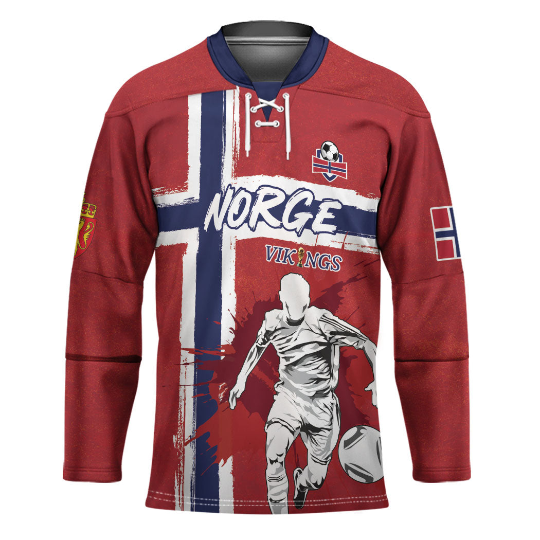 Custom Norge 2026 World Football Hockey Jersey Vikings Go Champions