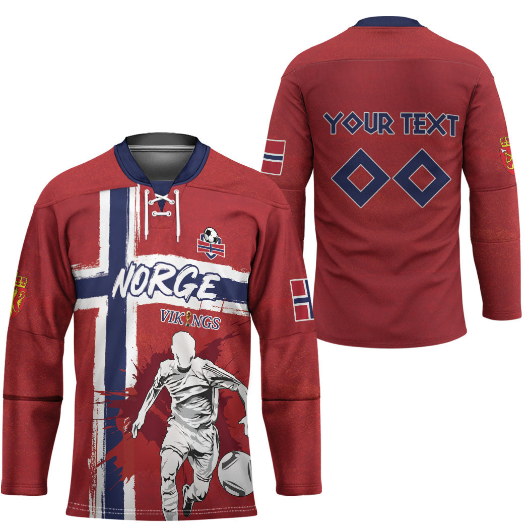 Custom Norge 2026 World Football Hockey Jersey Vikings Go Champions