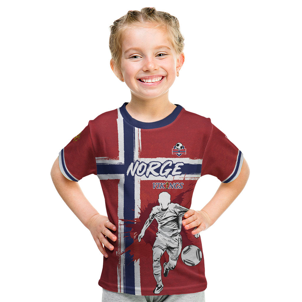 Custom Norge 2026 World Football Kid T Shirt Vikings Go Champions