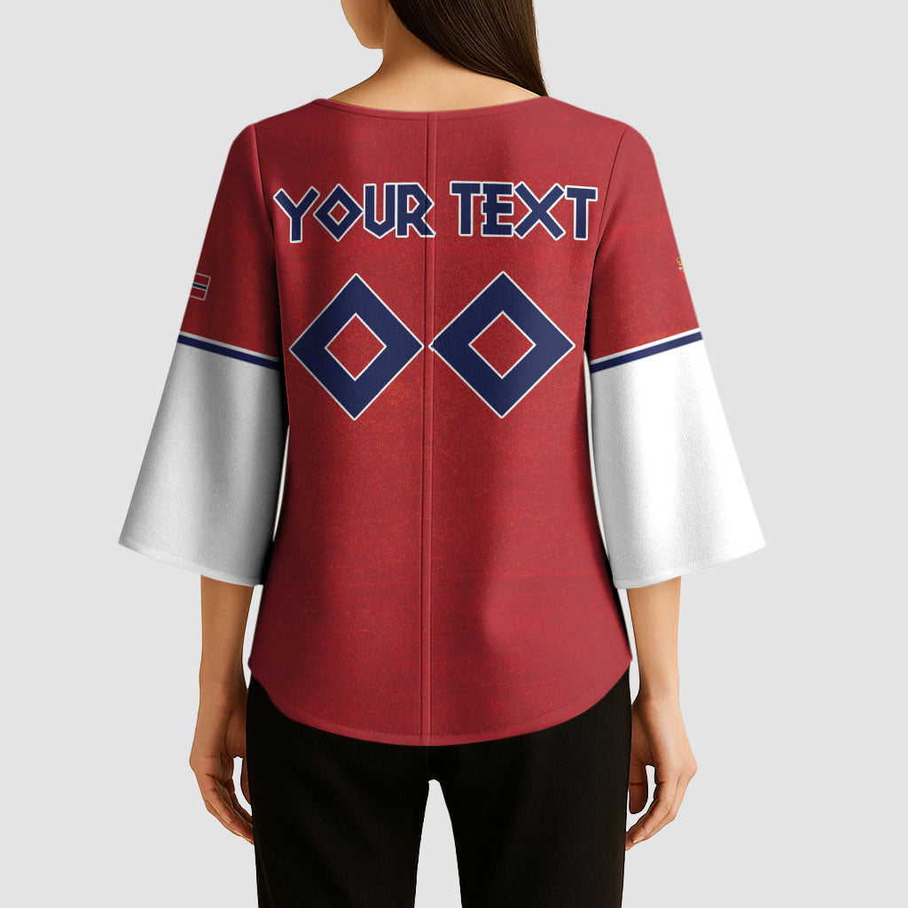 Custom Norge 2026 World Football Kimono Sleeve Blouse Vikings Go Champions