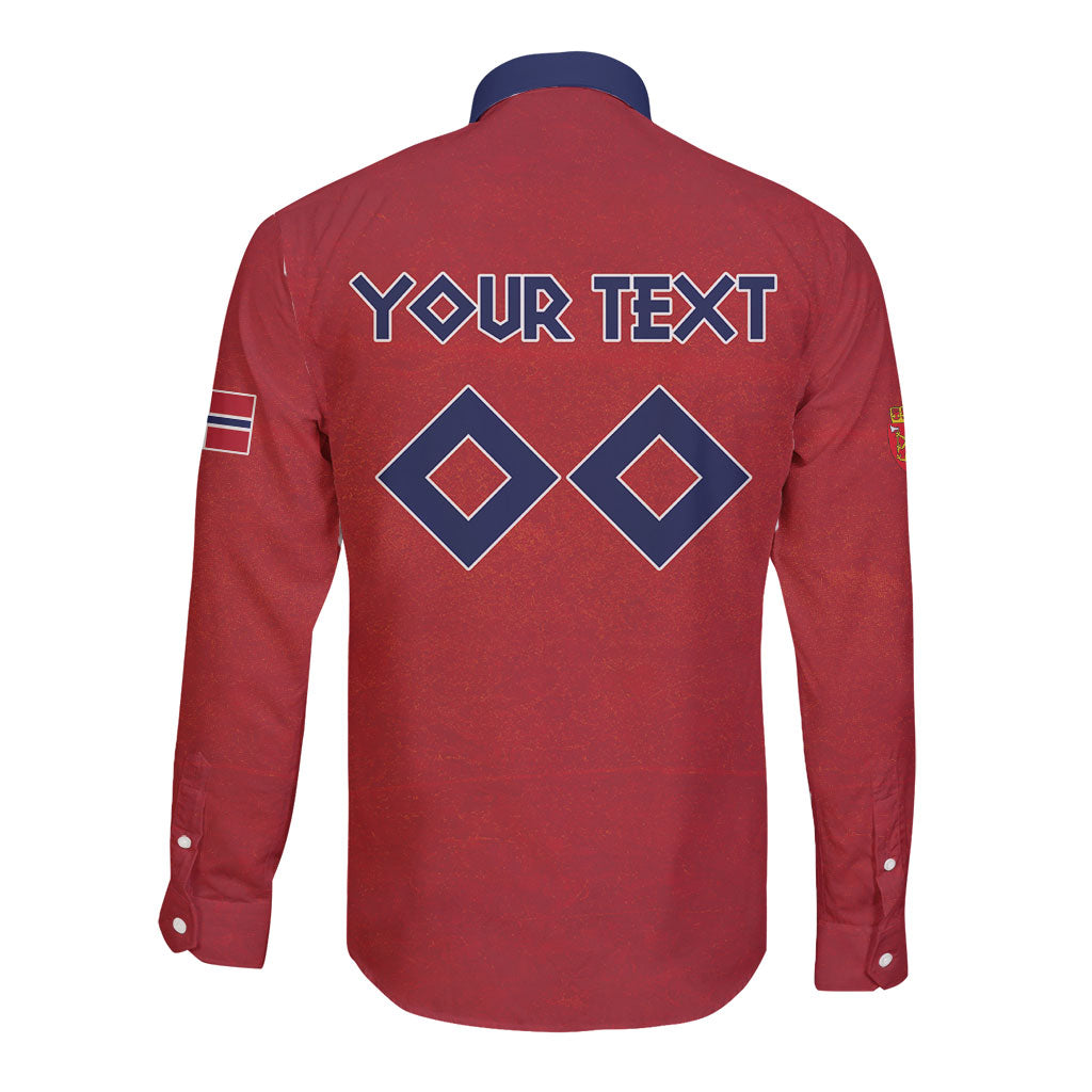 Custom Norge 2026 World Football Long Sleeve Button Shirt Vikings Go Champions