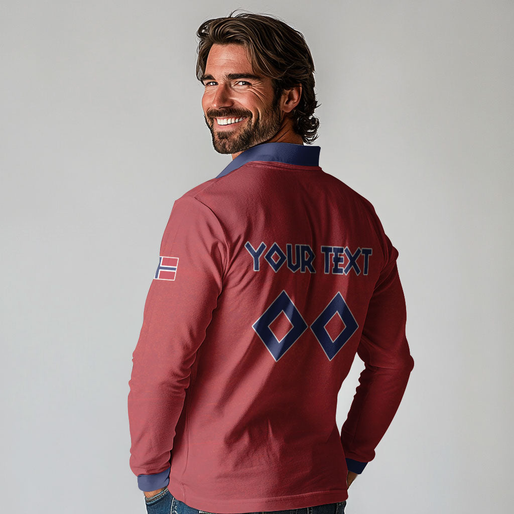 Custom Norge 2026 World Football Long Sleeve Polo Shirt Vikings Go Champions
