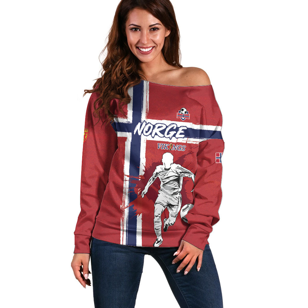 Custom Norge 2026 World Football Off Shoulder Sweater Vikings Go Champions
