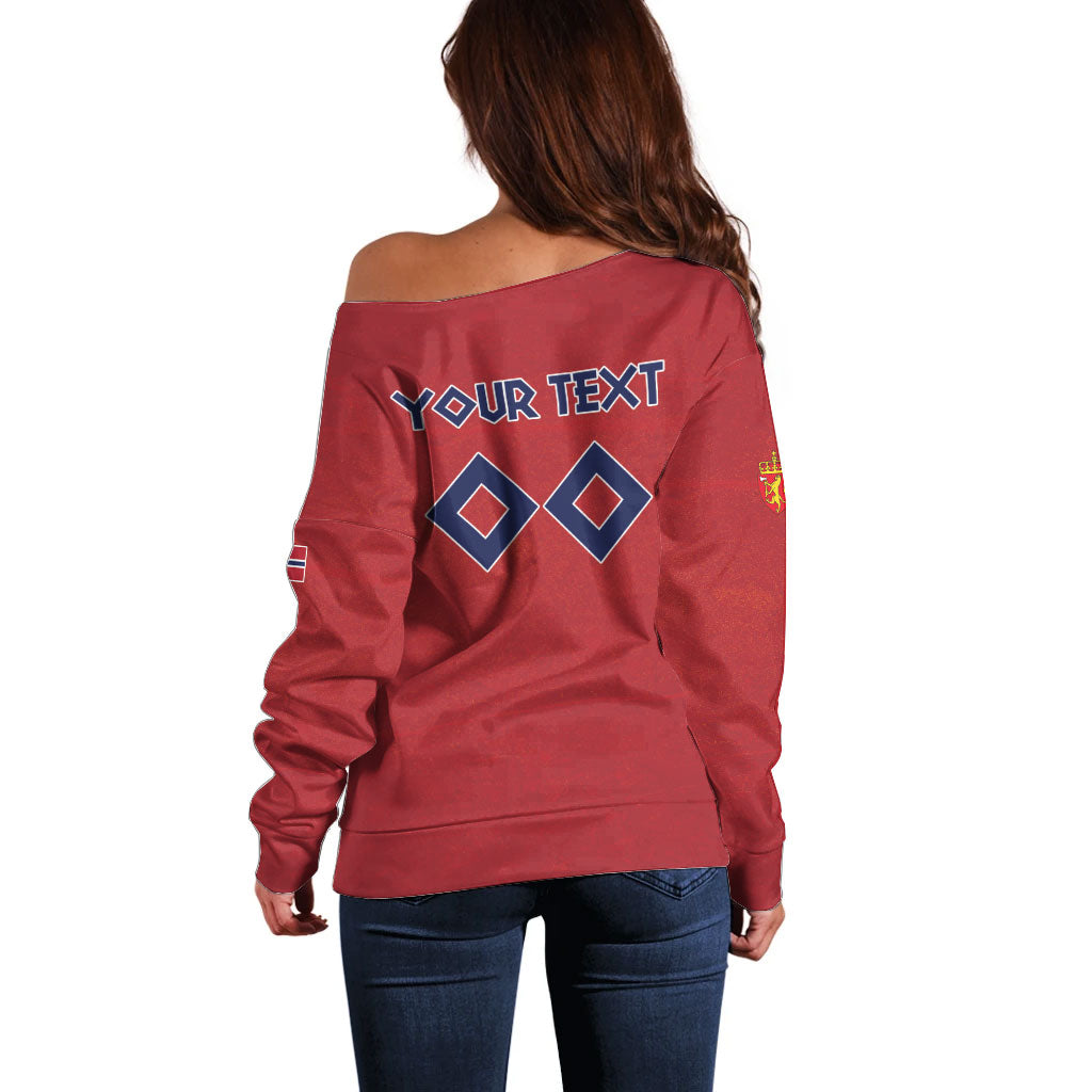 Custom Norge 2026 World Football Off Shoulder Sweater Vikings Go Champions