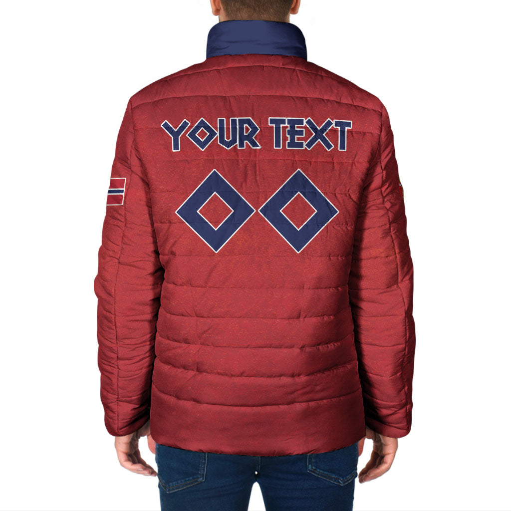 Custom Norge 2026 World Football Padded Jacket Vikings Go Champions