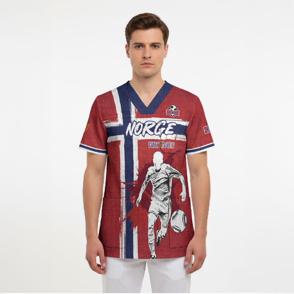 Custom Norge 2026 World Football Scrub Top Vikings Go Champions