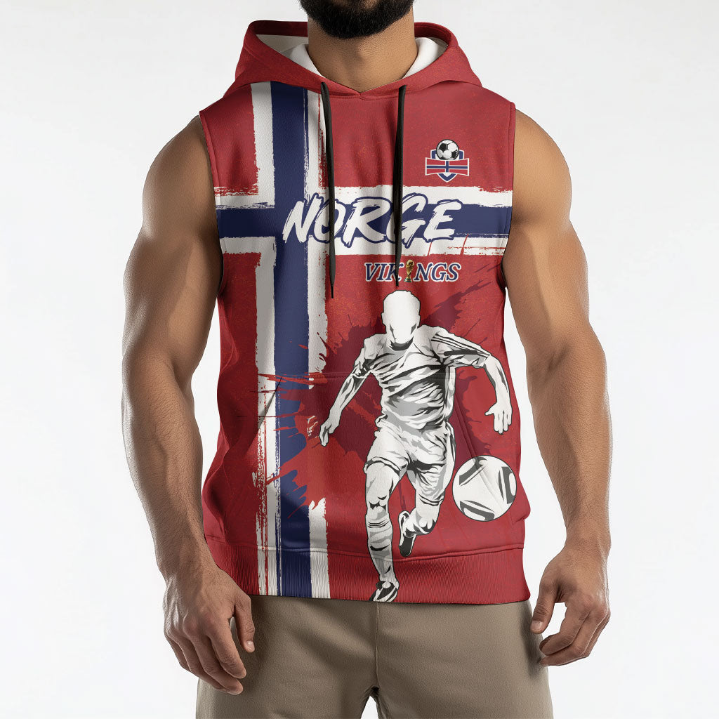 Custom Norge 2026 World Football Sleeveless Hoodie Vikings Go Champions