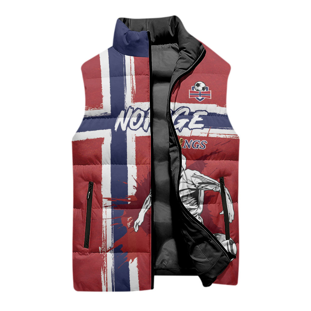Custom Norge 2026 World Football Sleeveless Puffer Jacket Vikings Go Champions