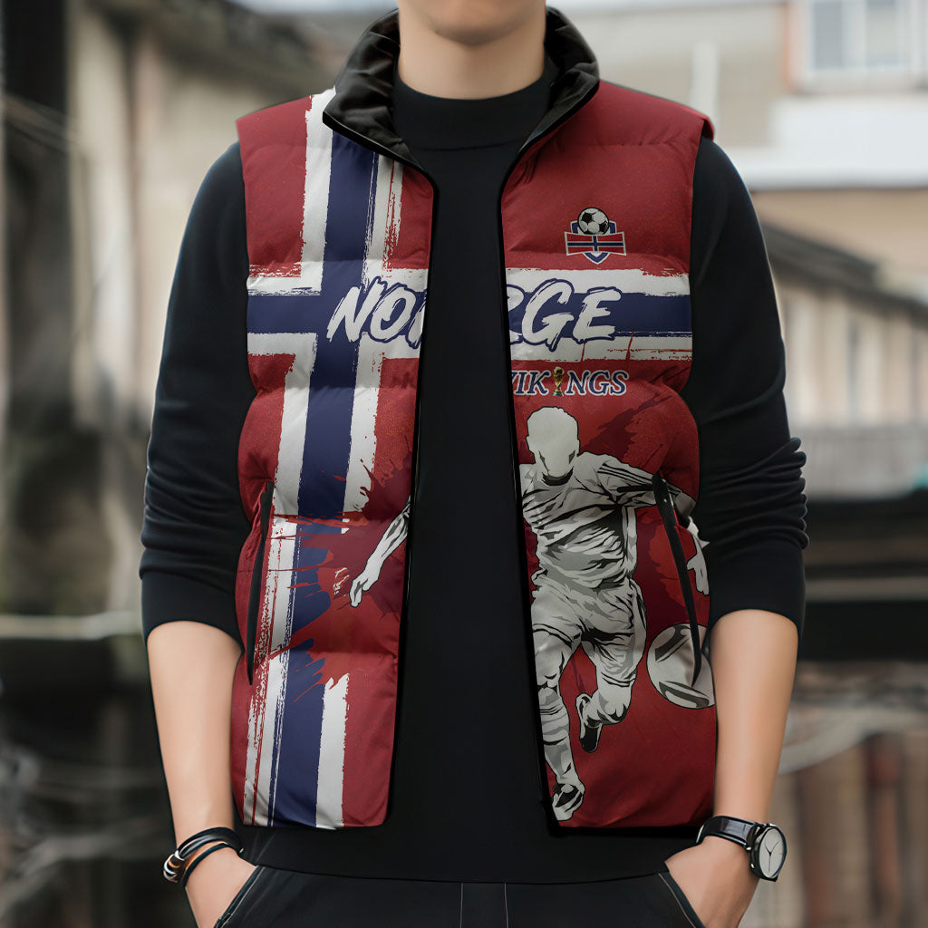 Custom Norge 2026 World Football Sleeveless Puffer Jacket Vikings Go Champions
