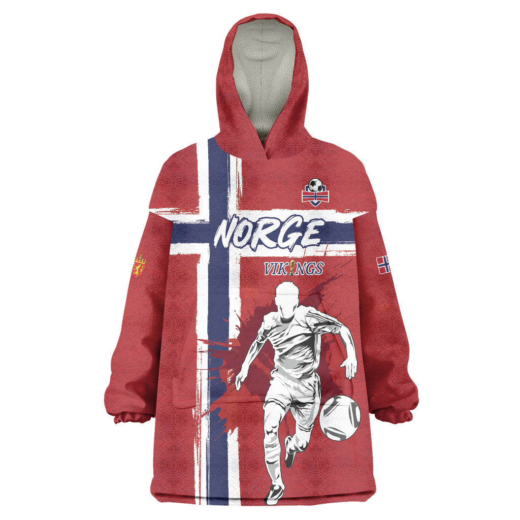 Custom Norge 2026 World Football Wearable Blanket Hoodie Vikings Go Champions