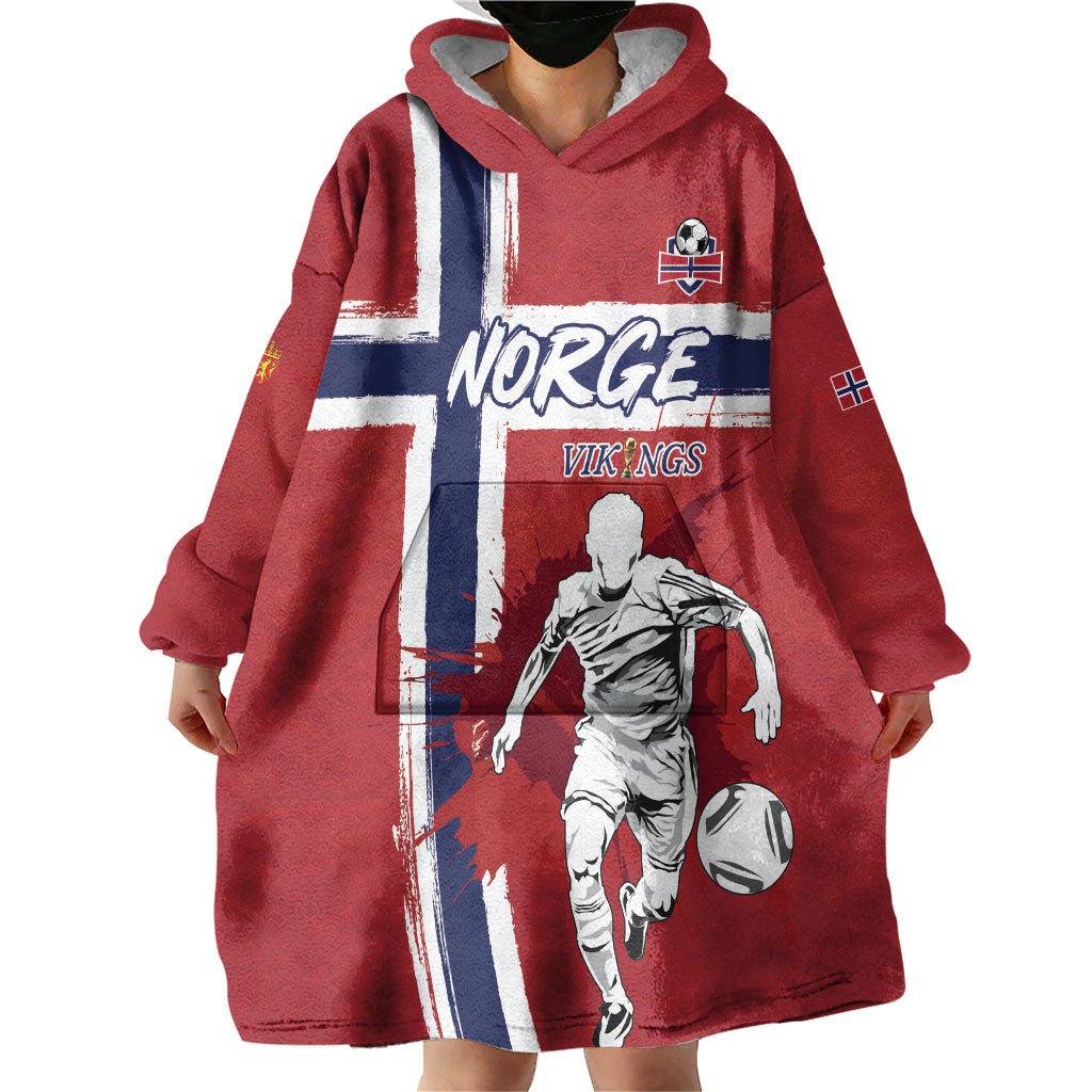 Custom Norge 2026 World Football Wearable Blanket Hoodie Vikings Go Champions