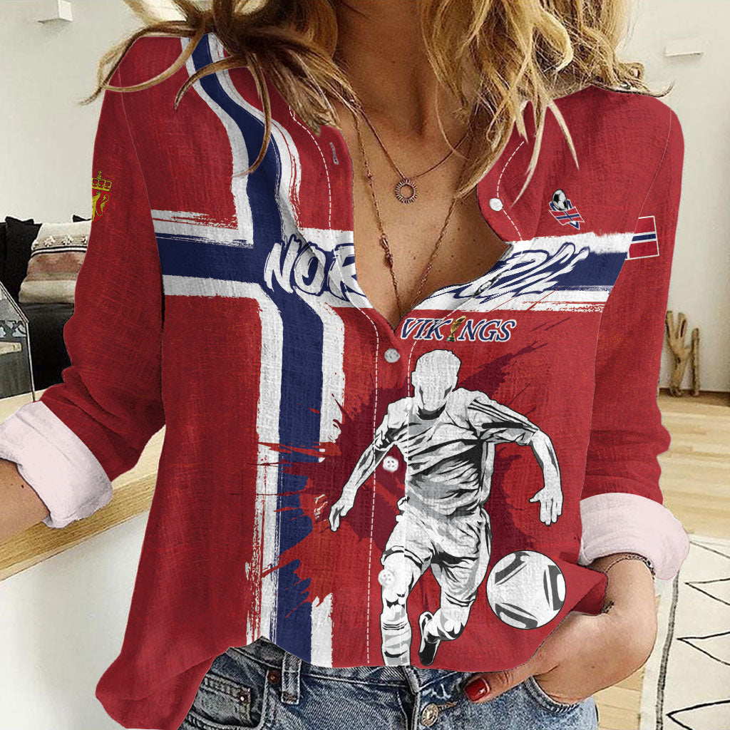 Custom Norge 2026 World Football Women Casual Shirt Vikings Go Champions