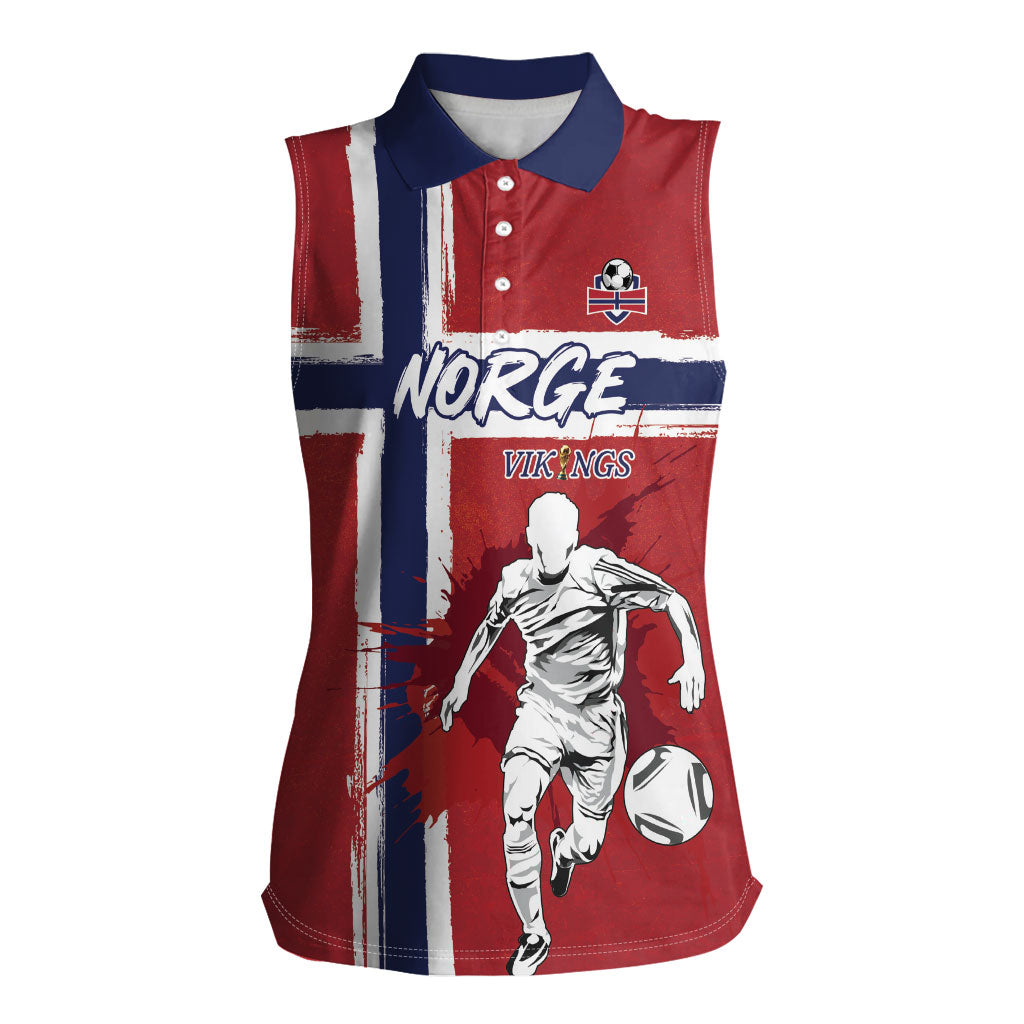 Custom Norge 2026 World Football Women Sleeveless Polo Shirt Vikings Go Champions
