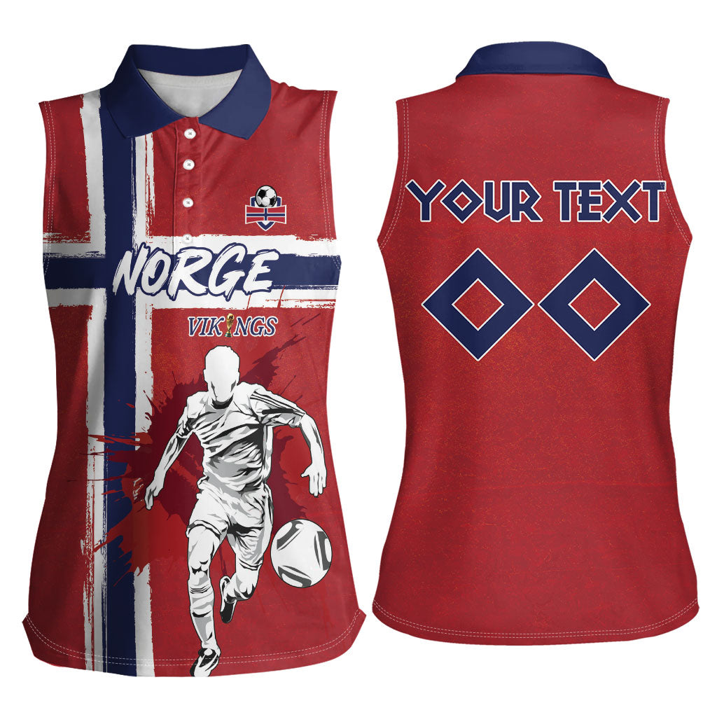 Custom Norge 2026 World Football Women Sleeveless Polo Shirt Vikings Go Champions