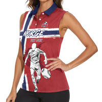 Custom Norge 2026 World Football Women Sleeveless Polo Shirt Vikings Go Champions