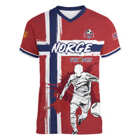 Custom Norge 2026 World Football Women V-Neck T-Shirt Vikings Go Champions