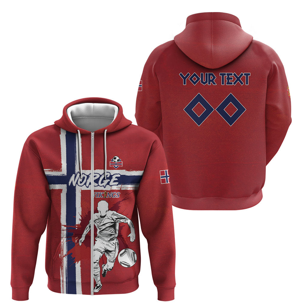 Custom Norge 2026 World Football Zip Hoodie Vikings Go Champions