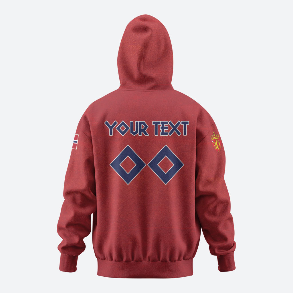 Custom Norge 2026 World Football Zip Hoodie Vikings Go Champions