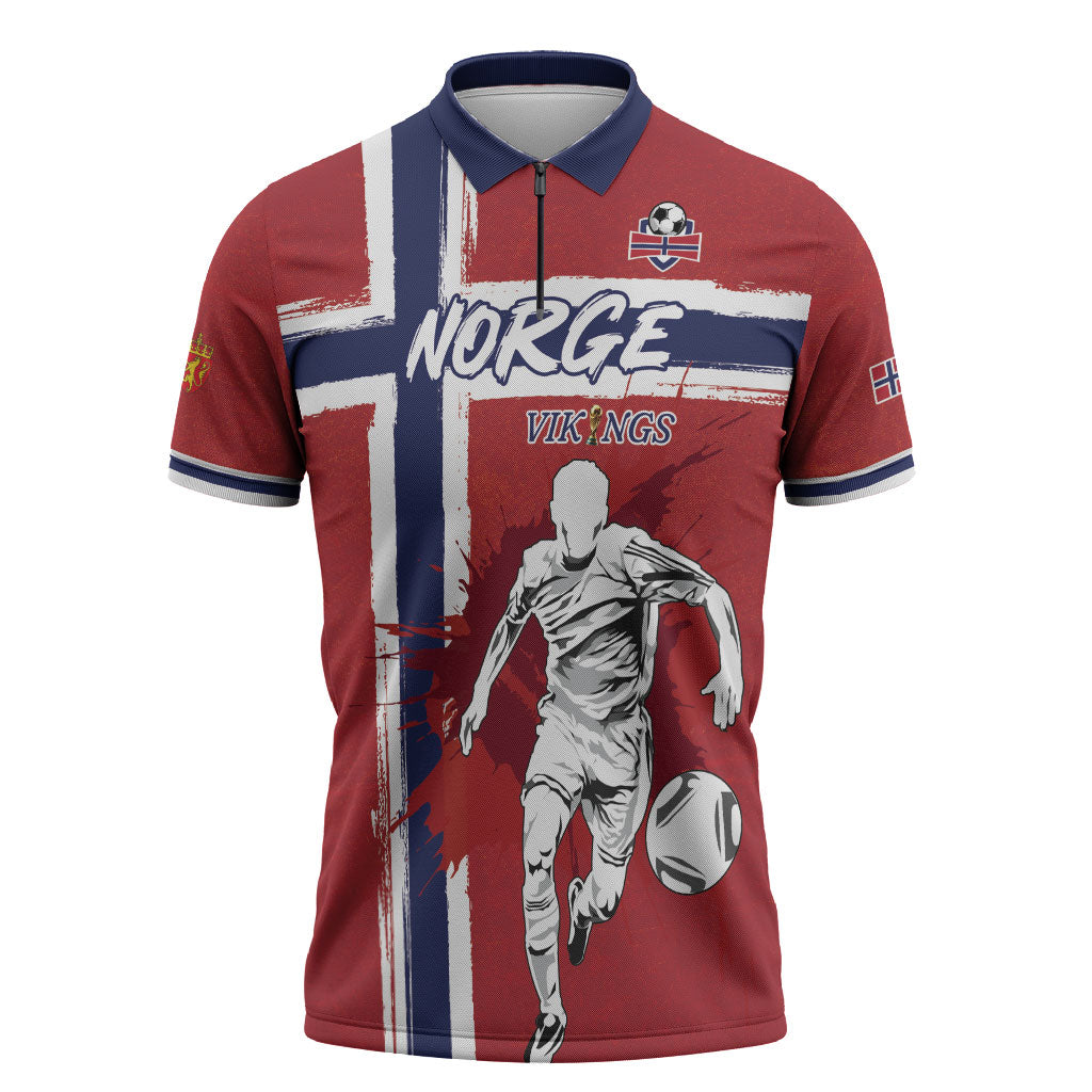 Custom Norge 2026 World Football Zipper Polo Shirt Vikings Go Champions
