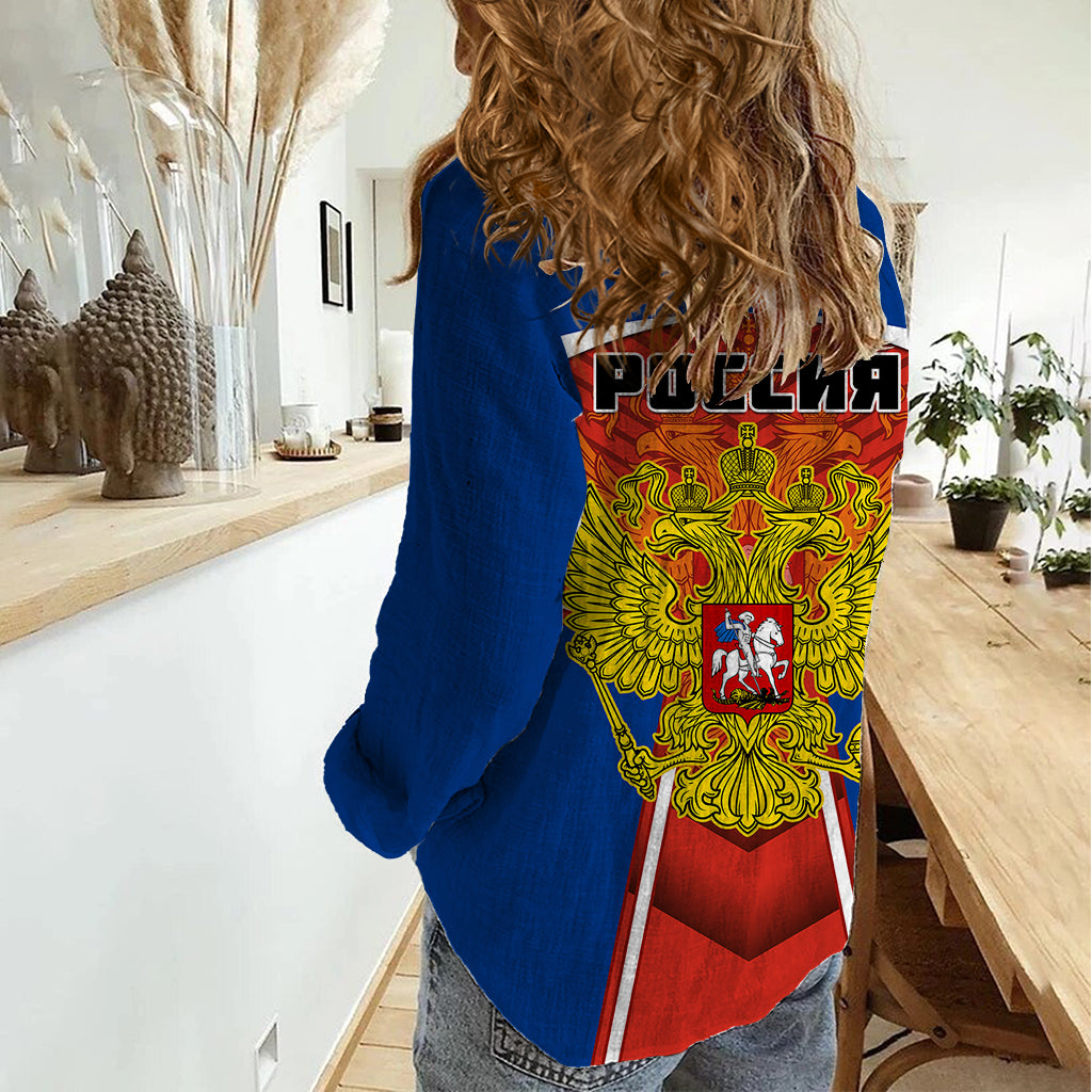 Russia Women Casual Shirt Russian Eagle and Kremlin - Wonder Print Shop
