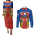 Personalised Russia Couples Matching Puletasi Dress and Long Sleeve Button Shirts Russian Eagle and Kremlin - Wonder Print Shop