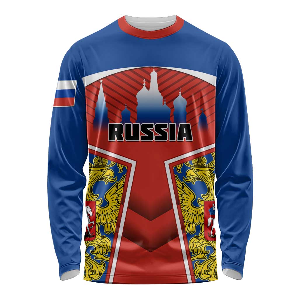 Personalised Russia Long Sleeve Shirt Russian Eagle and Kremlin LT01