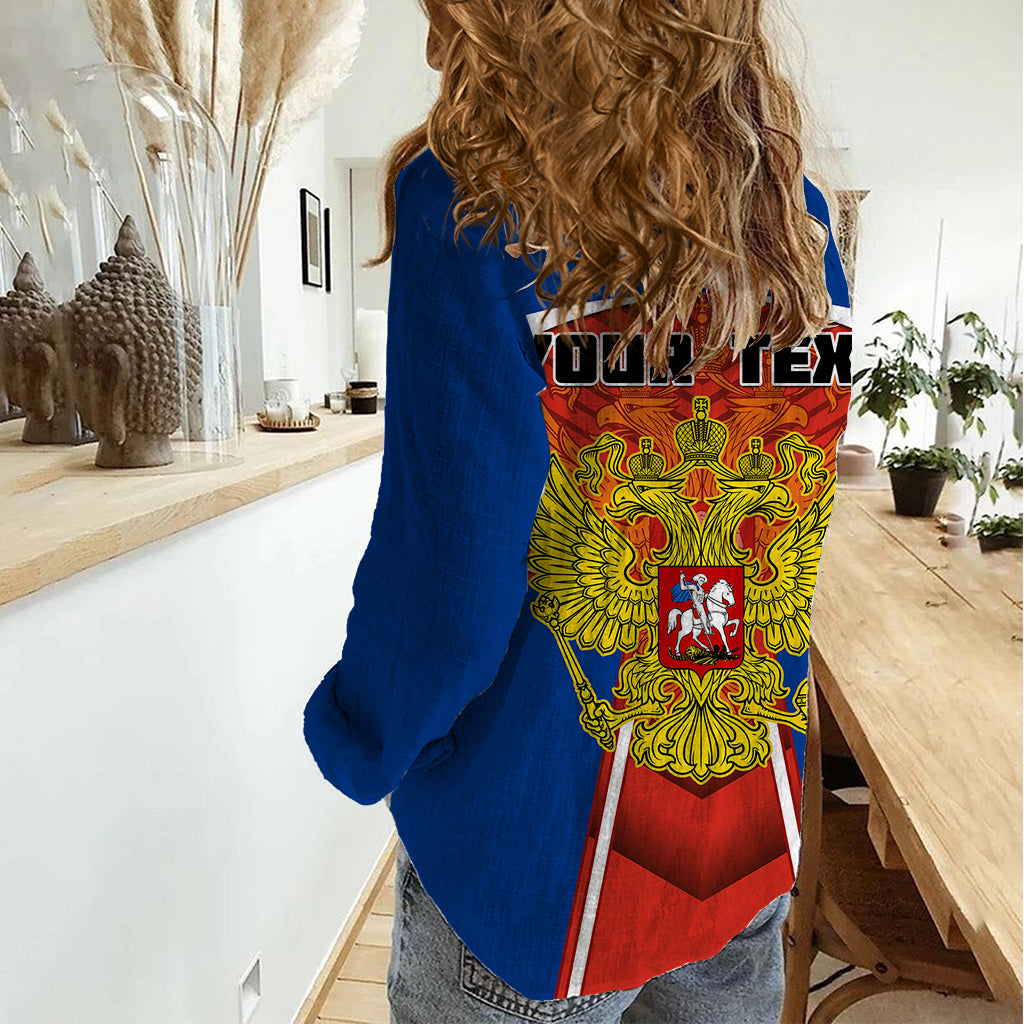 Personalised Russia Women Casual Shirt Russian Eagle and Kremlin - Wonder Print Shop