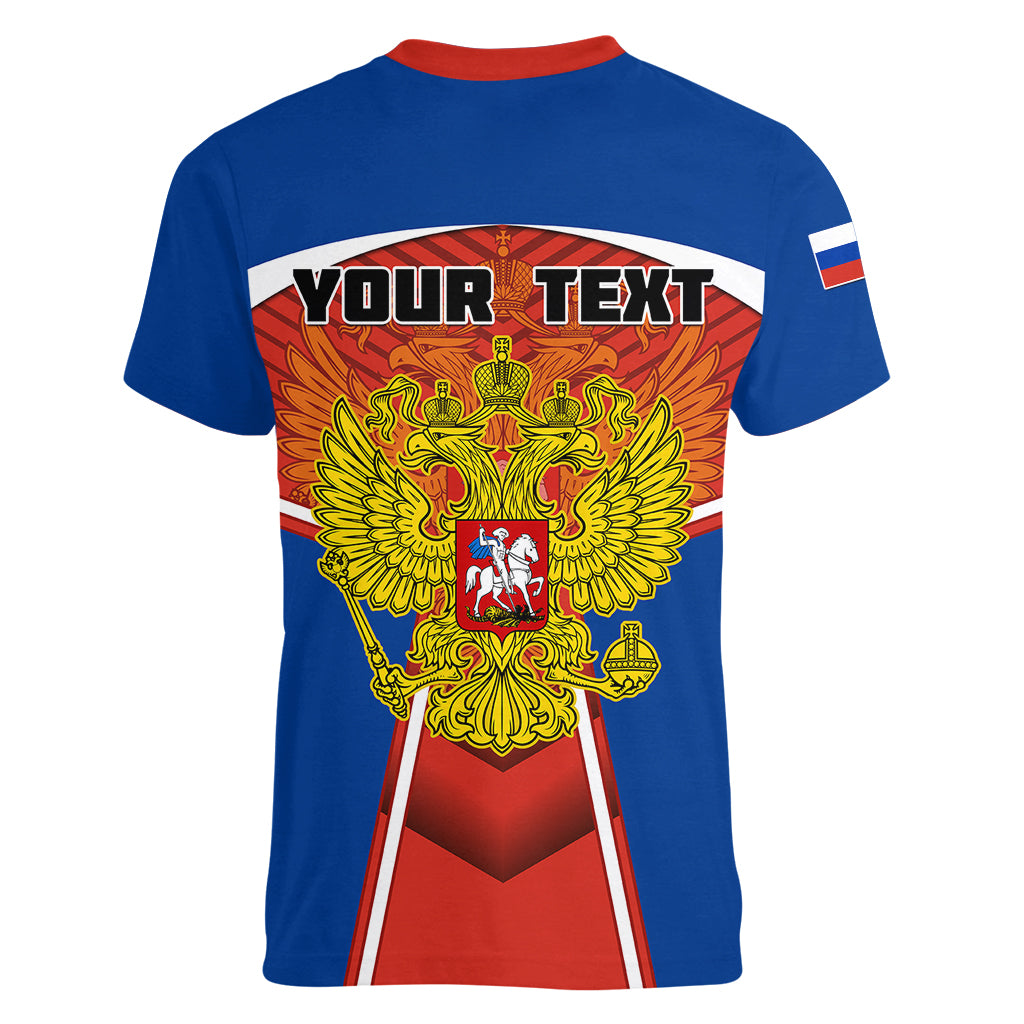 Personalised Russia Women V Neck T Shirt Russian Eagle and Kremlin - Wonder Print Shop