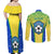 Brazil Football Couples Matching Off Shoulder Maxi Dress and Long Sleeve Button Shirts Brasil Leopard Pattern - Wonder Print Shop