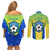 Brazil Football Couples Matching Off Shoulder Short Dress and Long Sleeve Button Shirts Brasil Leopard Pattern - Wonder Print Shop