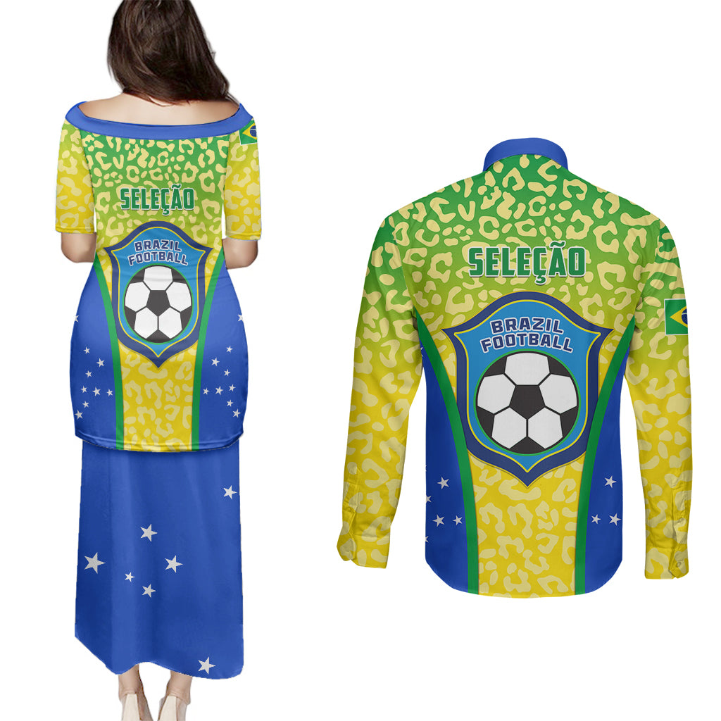 Brazil leopard-print dress and long-sleeve button shirt set with SELECAO and soccer ball