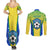 Brazil Football Couples Matching Summer Maxi Dress and Long Sleeve Button Shirts Brasil Leopard Pattern - Wonder Print Shop