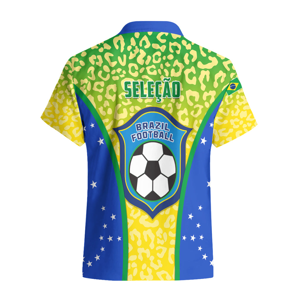 Brazil Football Hawaiian Shirt Brasil Leopard Pattern - Wonder Print Shop