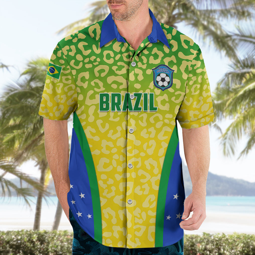 Brazil Football Hawaiian Shirt Brasil Leopard Pattern - Wonder Print Shop